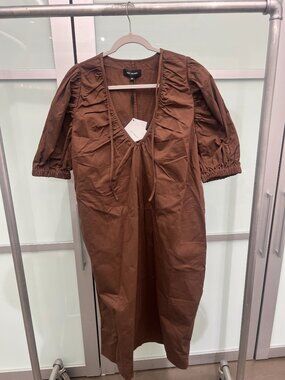 Toit Volant Brown Cotton Midi Dress NWT